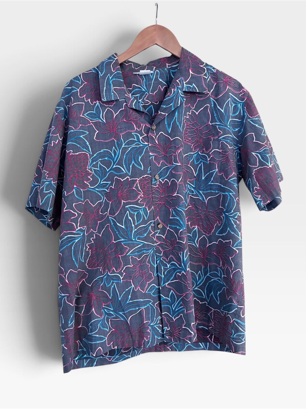 Men's Short-Sleeve Hawaiian Shirt - Blue Sz X-Large